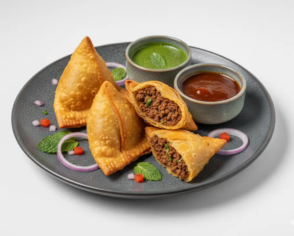 Crispy Beef Samosa at Rasa Palladium - Indian fusion appetizer in Calgary